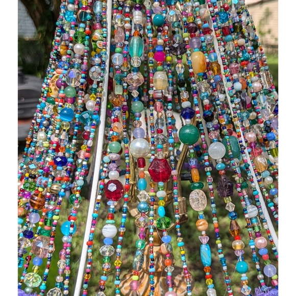 Custom ARTISAN Hand Beaded Colorful Bohemian Lampshade OOAK - Picture 8 of 17